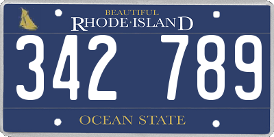 RI license plate 342789