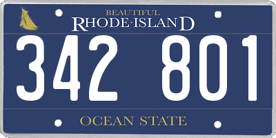 RI license plate 342801