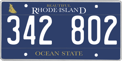 RI license plate 342802