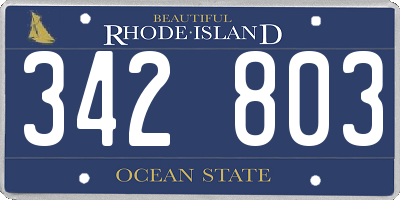 RI license plate 342803