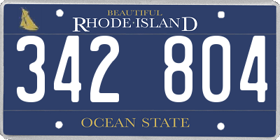 RI license plate 342804