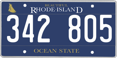 RI license plate 342805