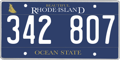 RI license plate 342807