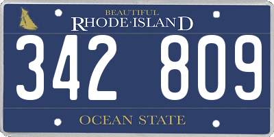 RI license plate 342809