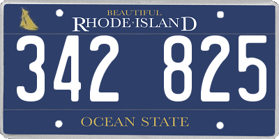 RI license plate 342825