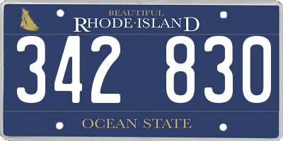 RI license plate 342830