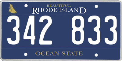RI license plate 342833