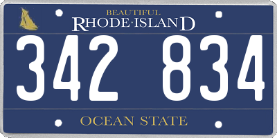 RI license plate 342834