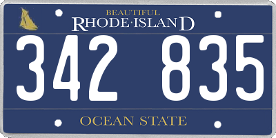 RI license plate 342835