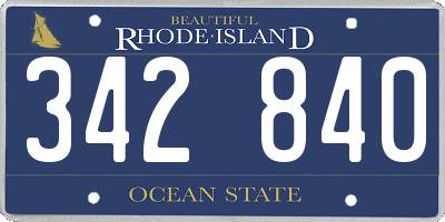 RI license plate 342840