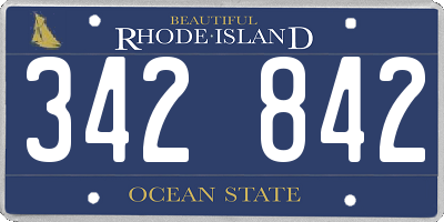 RI license plate 342842