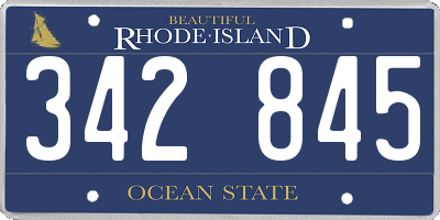 RI license plate 342845