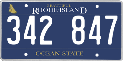 RI license plate 342847