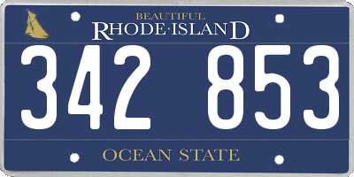 RI license plate 342853