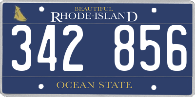 RI license plate 342856
