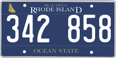 RI license plate 342858