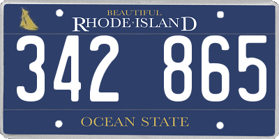 RI license plate 342865