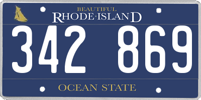 RI license plate 342869