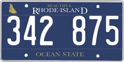 RI license plate 342875