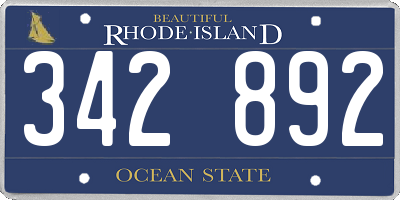 RI license plate 342892