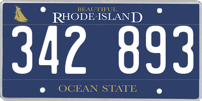 RI license plate 342893