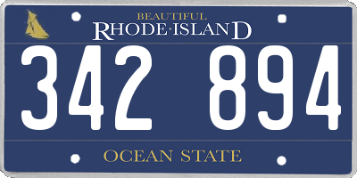 RI license plate 342894