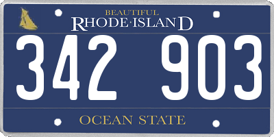 RI license plate 342903