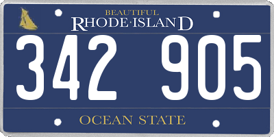 RI license plate 342905