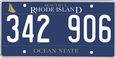 RI license plate 342906