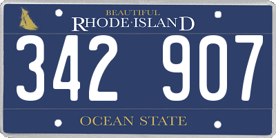RI license plate 342907