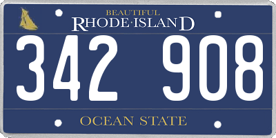 RI license plate 342908