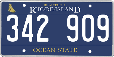 RI license plate 342909