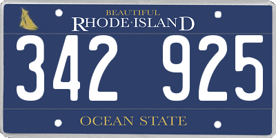 RI license plate 342925