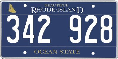 RI license plate 342928