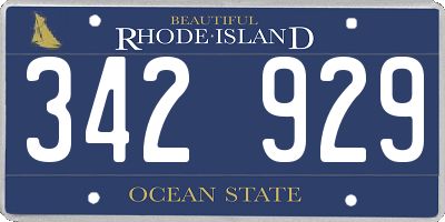 RI license plate 342929