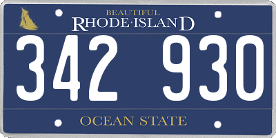 RI license plate 342930