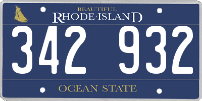 RI license plate 342932