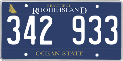 RI license plate 342933