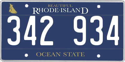 RI license plate 342934