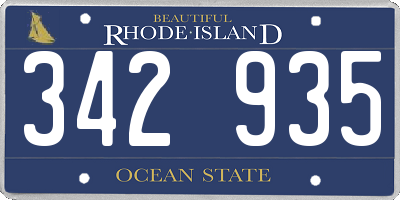 RI license plate 342935