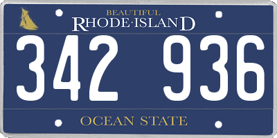 RI license plate 342936