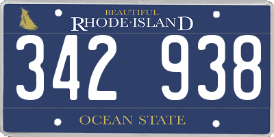 RI license plate 342938