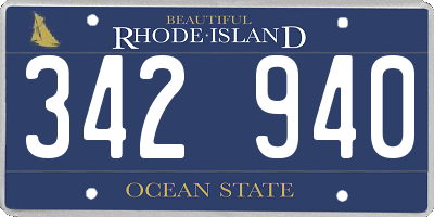 RI license plate 342940