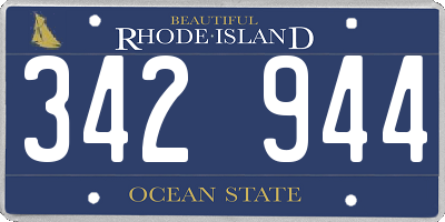 RI license plate 342944