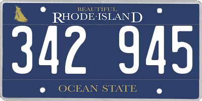 RI license plate 342945