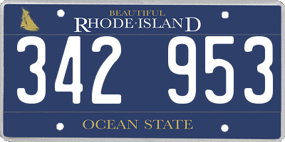 RI license plate 342953