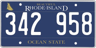 RI license plate 342958