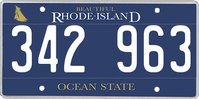 RI license plate 342963