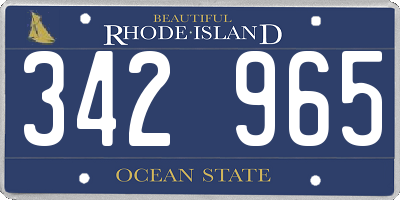 RI license plate 342965