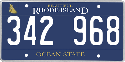 RI license plate 342968